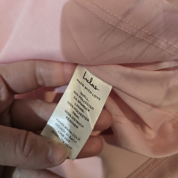 Lulus Ostritch Fabulous Delight Light Pink Strapless Bustier Feather Mini Dress - Picture 9 of 13